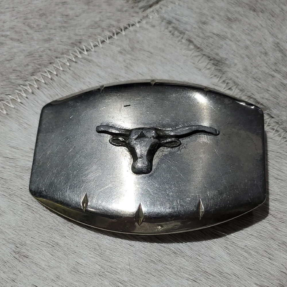 Vintage Silver Bullhead  Longhorn Belt Buckle
